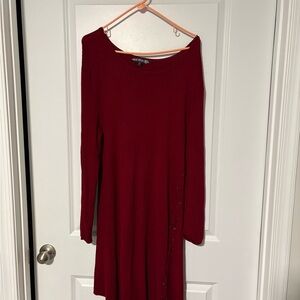 United States Sweaters Burgundy Long Sleeve Dress
